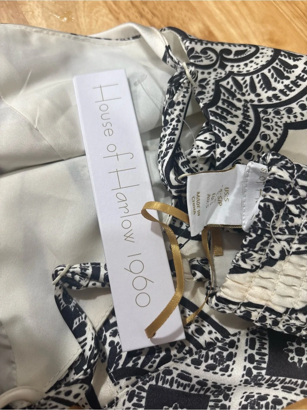 Women's 2pc matching shirt Black & Cream Printed Wide-Leg pant bohemian beach